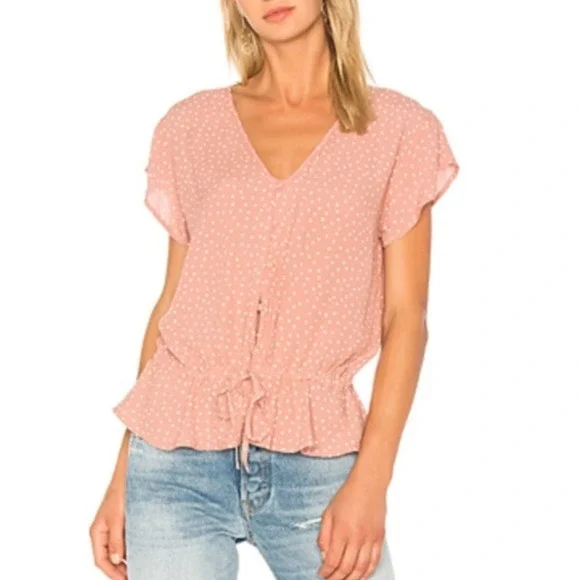 Rails Bretton Rosewood Mini Hearts Flutter Sleeve Top in Pink Size Small - Picture 11 of 11